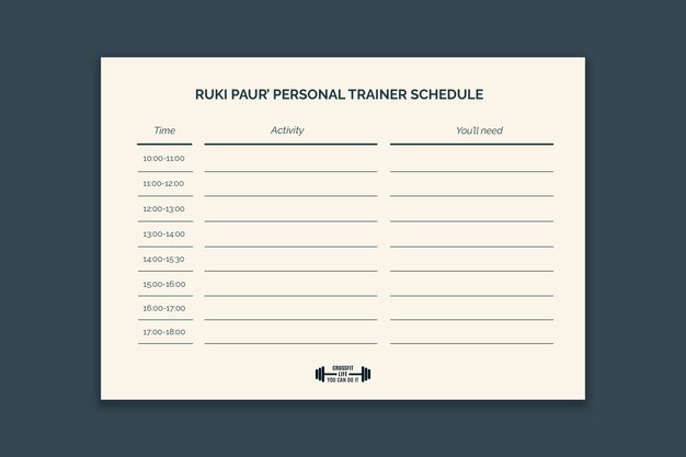 Eenvoudig schema voor persoonlijke trainers