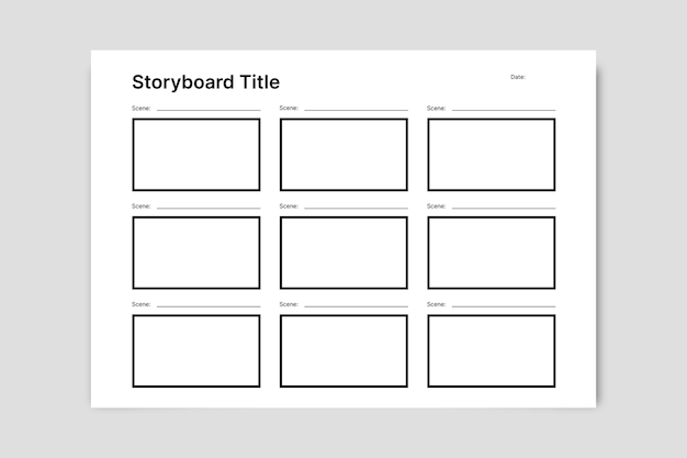 Gratis vector eenvoudig storyboard met 9 lege frames