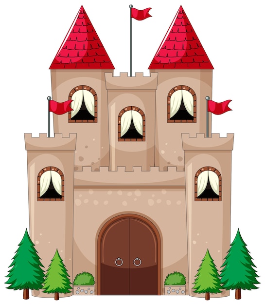 Eenvoudige cartoon stijl van kasteel geïsoleerd op wit
