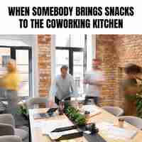 Gratis vector eenvoudige coworking vierkante meme