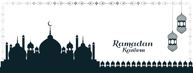 Eenvoudige elegante Ramadan Kareem-banner met moskee