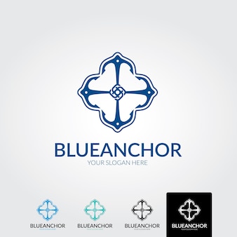 Eenvoudige mono line art anker boot schip nautische logo ontwerp vector