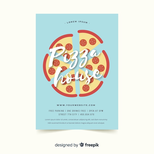 Gratis vector eenvoudige pizza flyer sjabloon