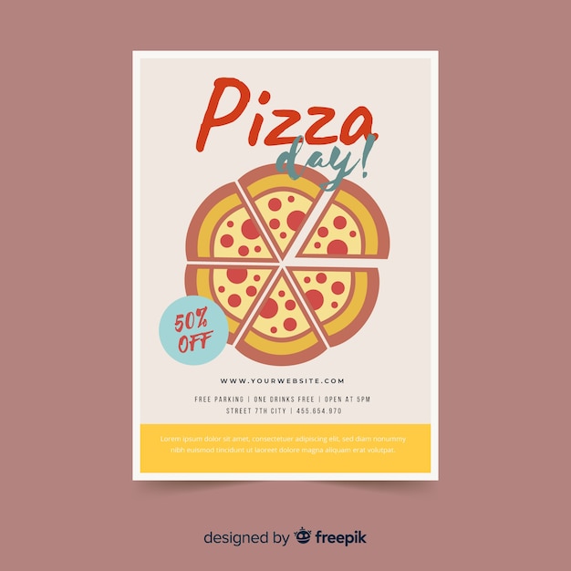 Gratis vector eenvoudige pizza flyer sjabloon