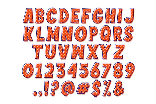 Eenvoudige popart cartoon alfabet
