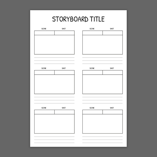 Gratis vector eenvoudige rasteranimatie 6 frames storyboard