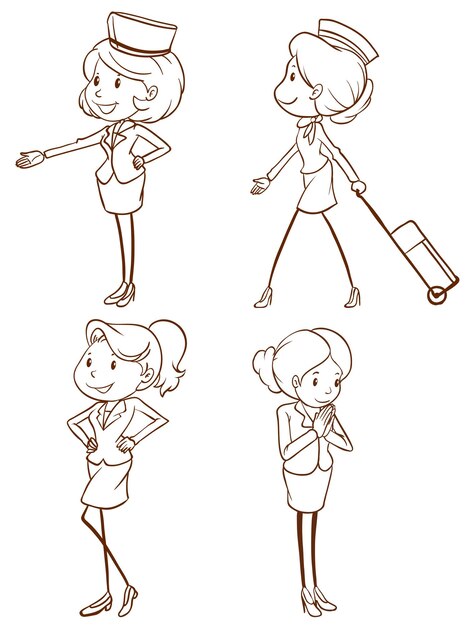Eenvoudige schetsen van de stewardess
