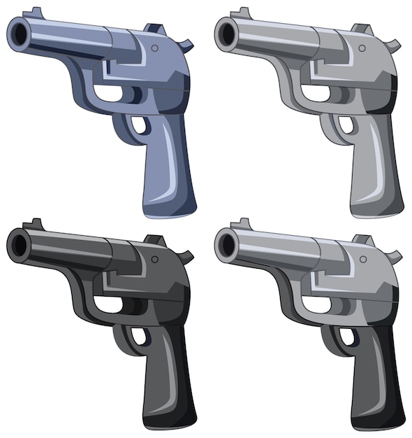 Gratis vector eenvoudige stijl cartoon gun illustratie set