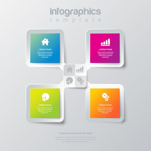 Eenvoudige stijlvolle 4 infographics sjabloon.