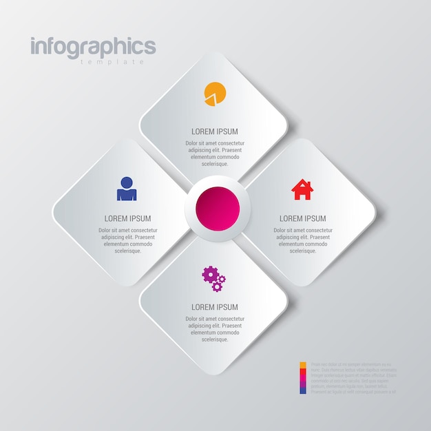 Gratis vector eenvoudige stijlvolle 4 infographics sjabloon.