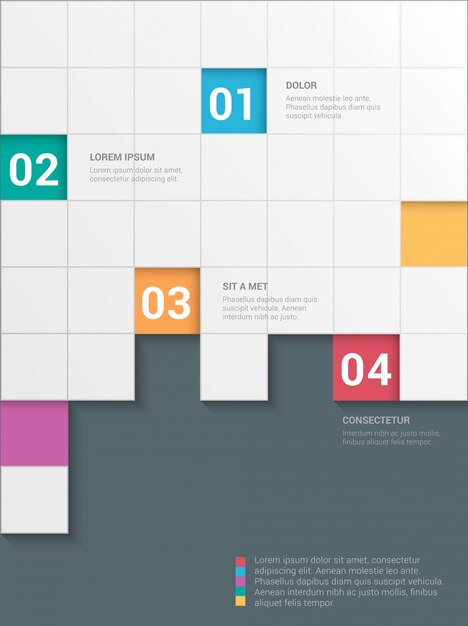 Eenvoudige stijlvolle 4-staps dambord stijlsjabloon infographics.