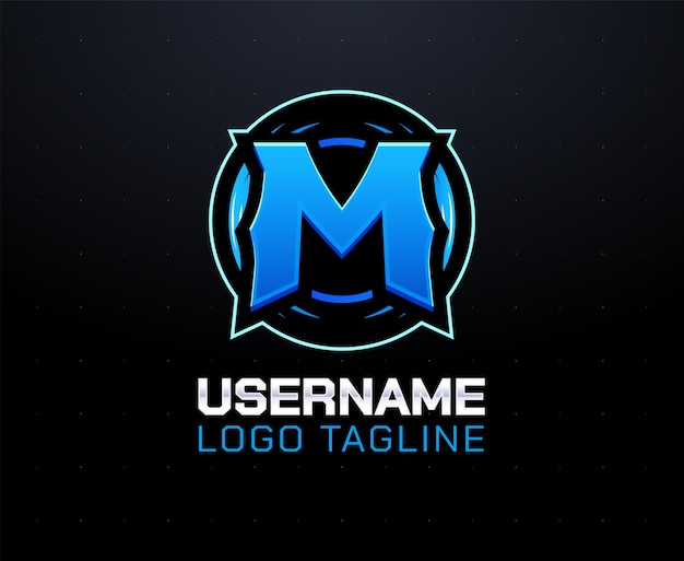 Eerste letter m e-sports gaming-logo