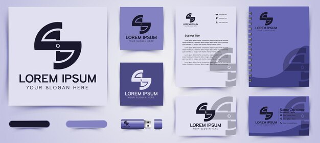 Eerste letter S en propeller Logo en visitekaartje branding sjabloon Ontwerpen inspiratie, vectorillustratie