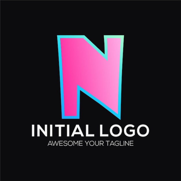 Gratis vector eerste n kleur logo ontwerpsjabloon modern