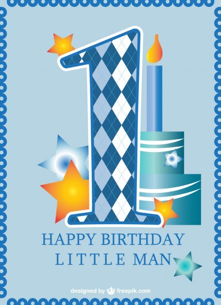 Gratis Vector eerste verjaardag kaart baby boy