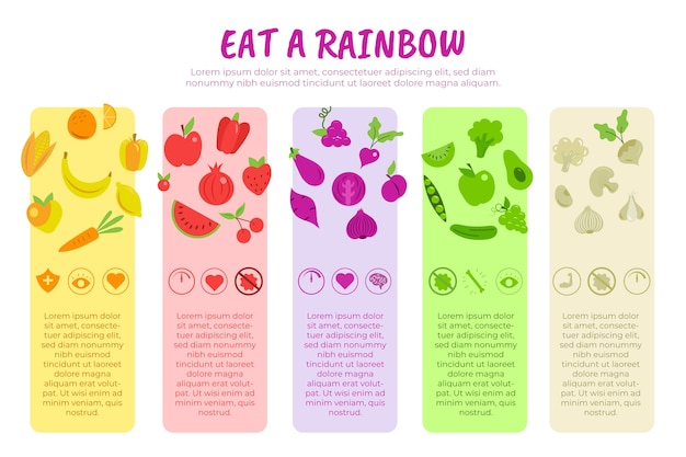 Gratis vector eet een regenboog infographic