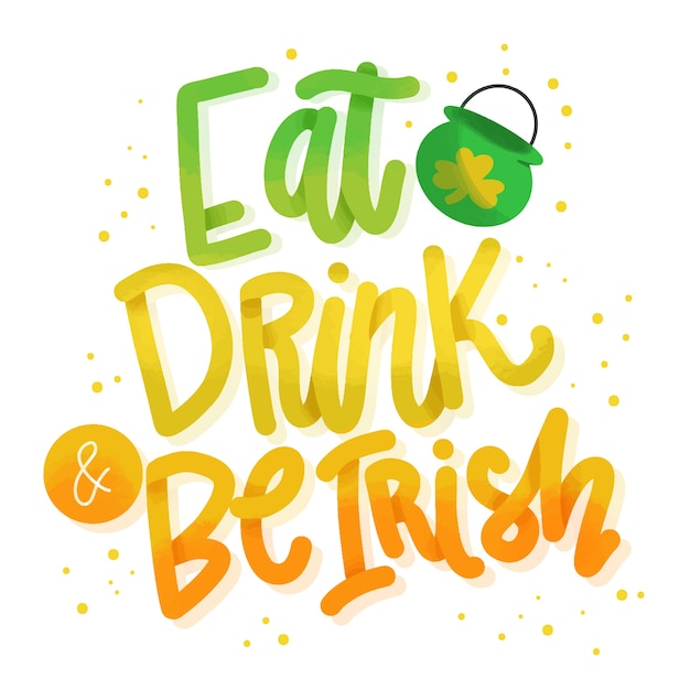 Gratis vector eet en drink st. patrick's day belettering