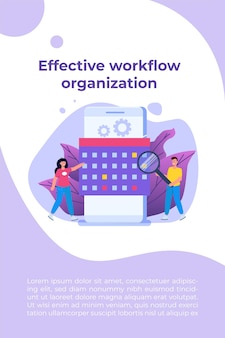 Effectieve workfloworganisatie, teamwerkproces, respect voor deadlines, efficiënt werkdagconcept. vector illustratie.