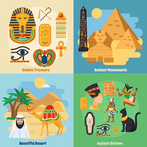 Egypte concept pictogrammen instellen