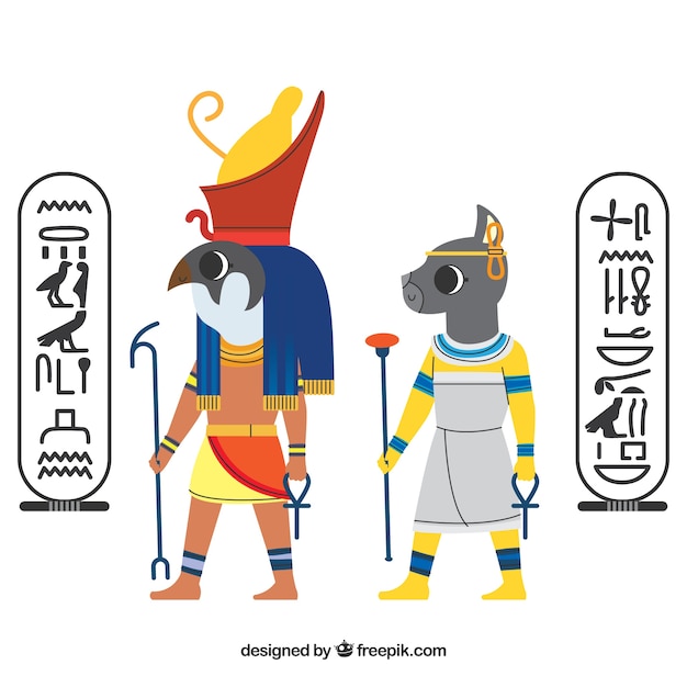 Gratis vector egypte goden en symbolen collectio