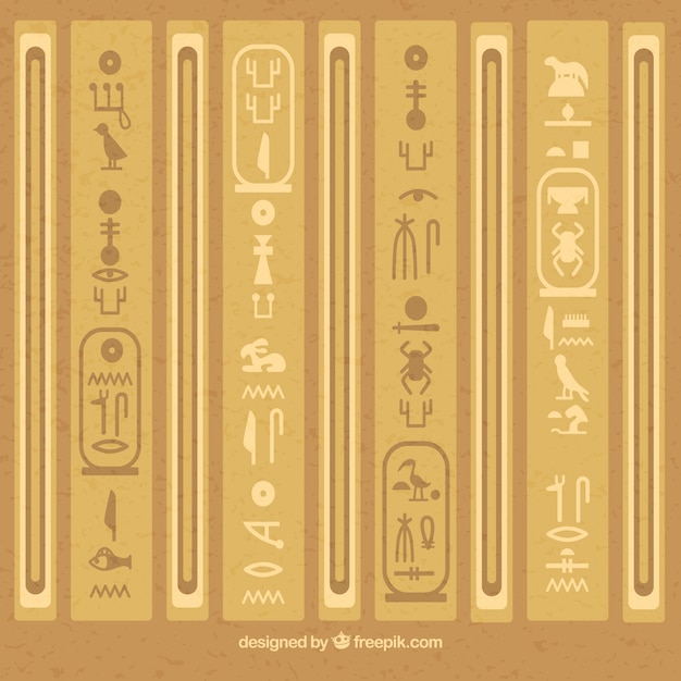 Gratis vector egyptische hiërogliefenachtergrond met vlak ontwerp