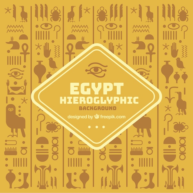 Egyptische hiërogliefenachtergrond met vlak ontwerp