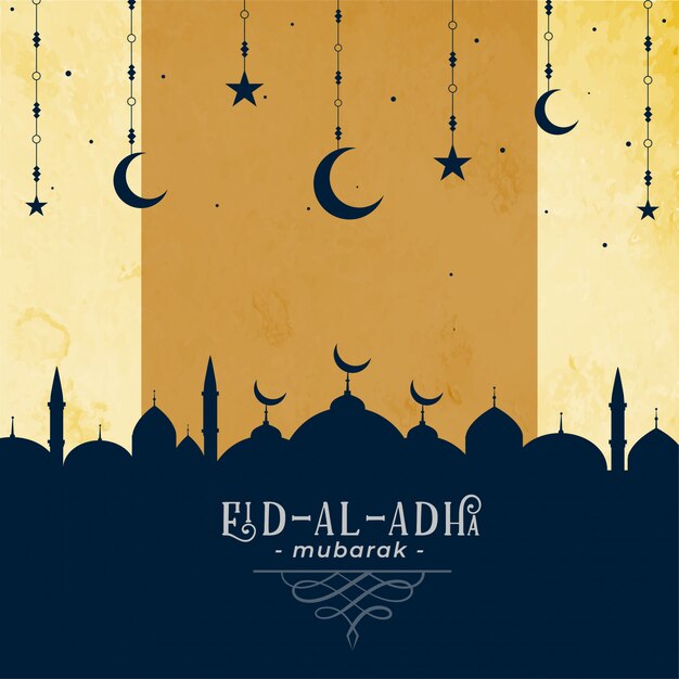 Eid al adha groet met moskee en maanster