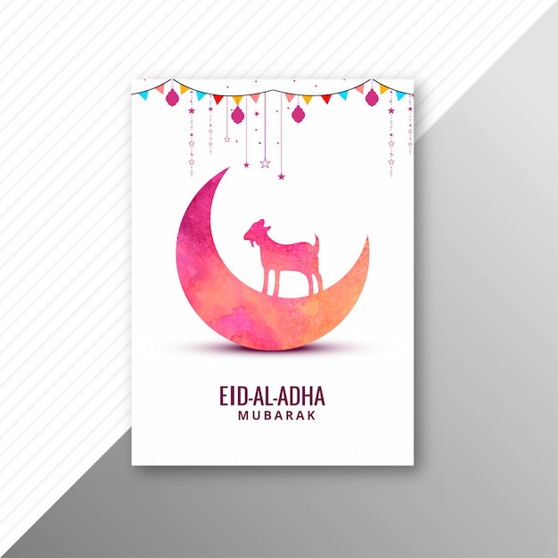 Gratis vector eid al adha-kaart met geitenbrochure