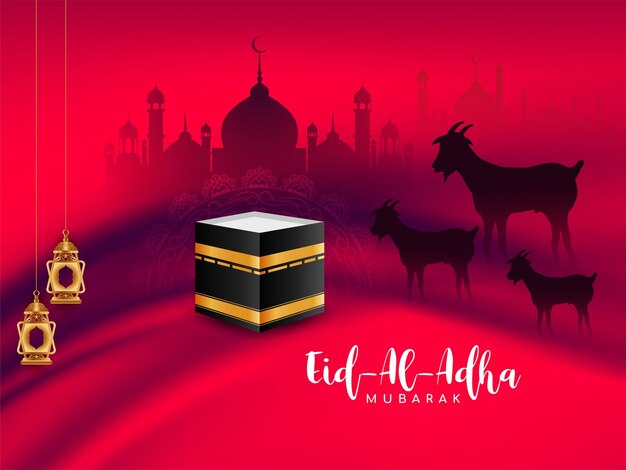 Eid Al Adha mubarak mooi rood achtergrondontwerp