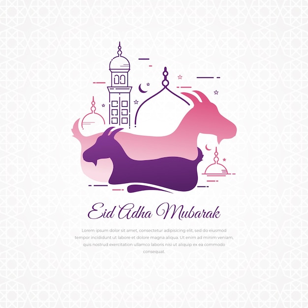 Eid al adha poster met geit silhouet Premium Vector