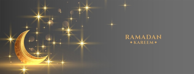 Eid festival gouden maan met sparkles ramadan banner