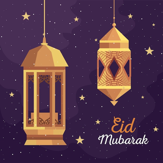 Eid Mubarak belettering briefkaart