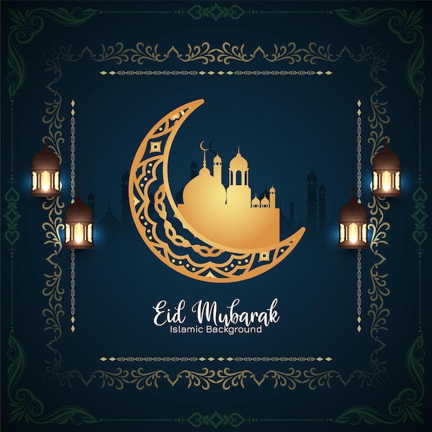 Gratis vector eid mubarak festival mooie groet achtergrond ontwerp vector