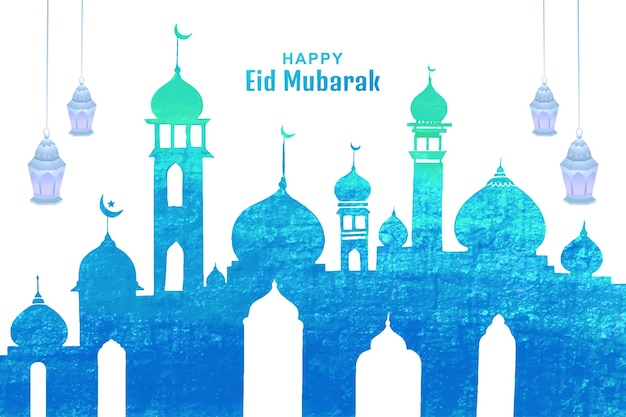 Eid mubarak festival moskee wenskaart achtergrond