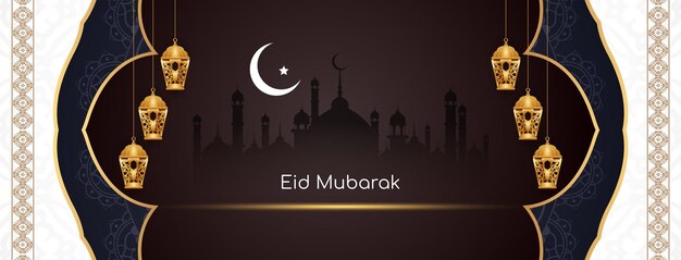 Eid Mubarak Islamitisch festival groet klassieke banner ontwerp vector