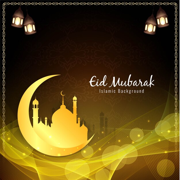 Eid Mubarak, religieuze islamitische silhouetten met zwarte achtergrond