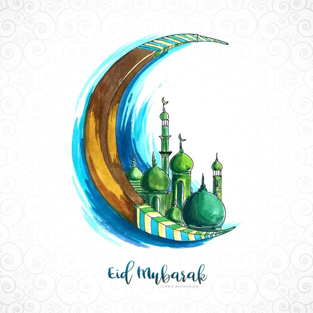 Eid Mubarak wenskaart voor moslim vakantie achtergrond