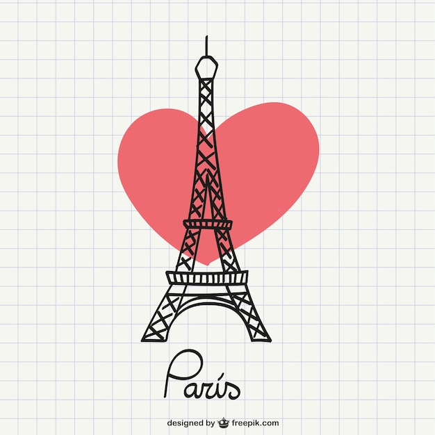 Gratis vector eiffel toren met hart