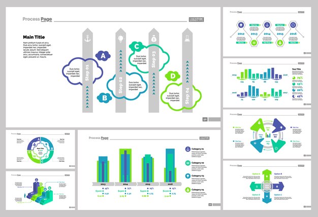 Eight analysis slide templates set