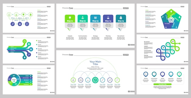 Gratis vector eight business slide templates set