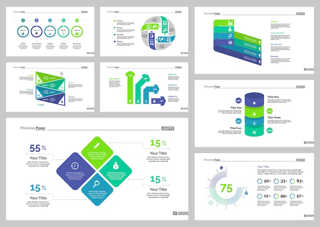 Eight production slide templates set