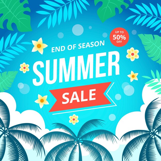Einde van seizoen zomer vierkante verkoop banner