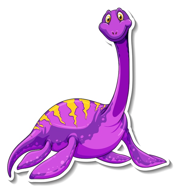 Elasmosaurus dinosaurus stripfiguur sticker