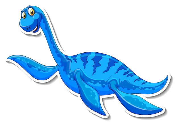 Gratis vector elasmosaurus dinosaurus stripfiguur sticker