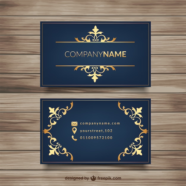 Elegant adreskaartje met gouden ornamenten