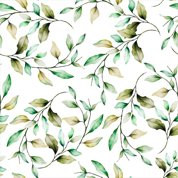 Gratis vector elegant bloemen naadloos patroon met het ornament van de bladerenwaterverf