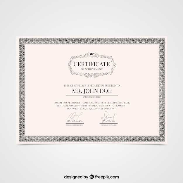 Gratis vector elegant certificaat in klassieke stijl