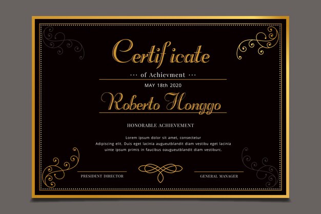 Elegant certificaatherkenning sjabloonconcept