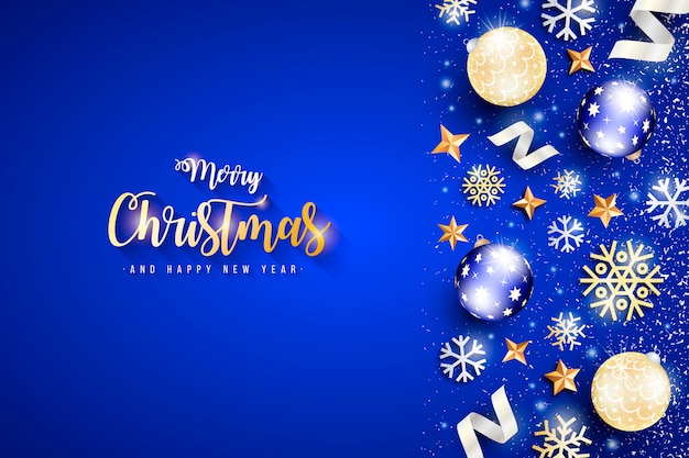 Elegant Christmas Banner met blauwe achtergrond