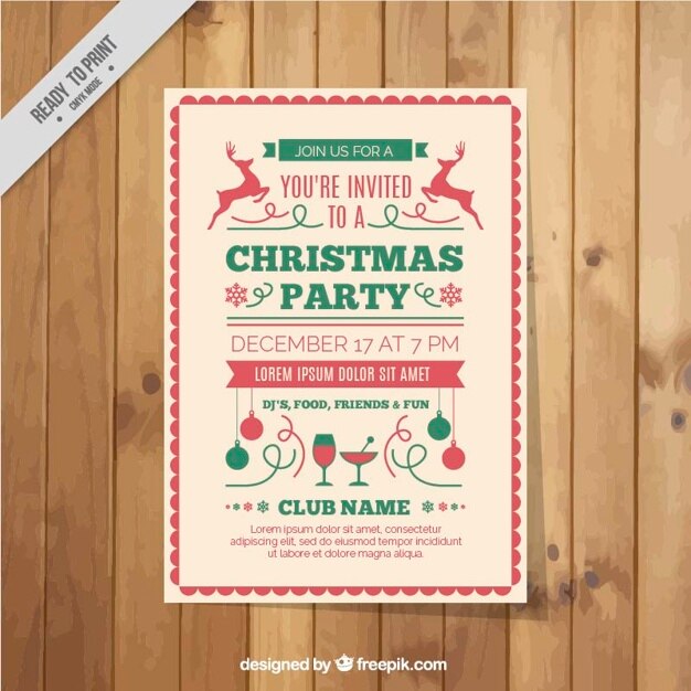 Elegant christmas party flyer in vintage stijl